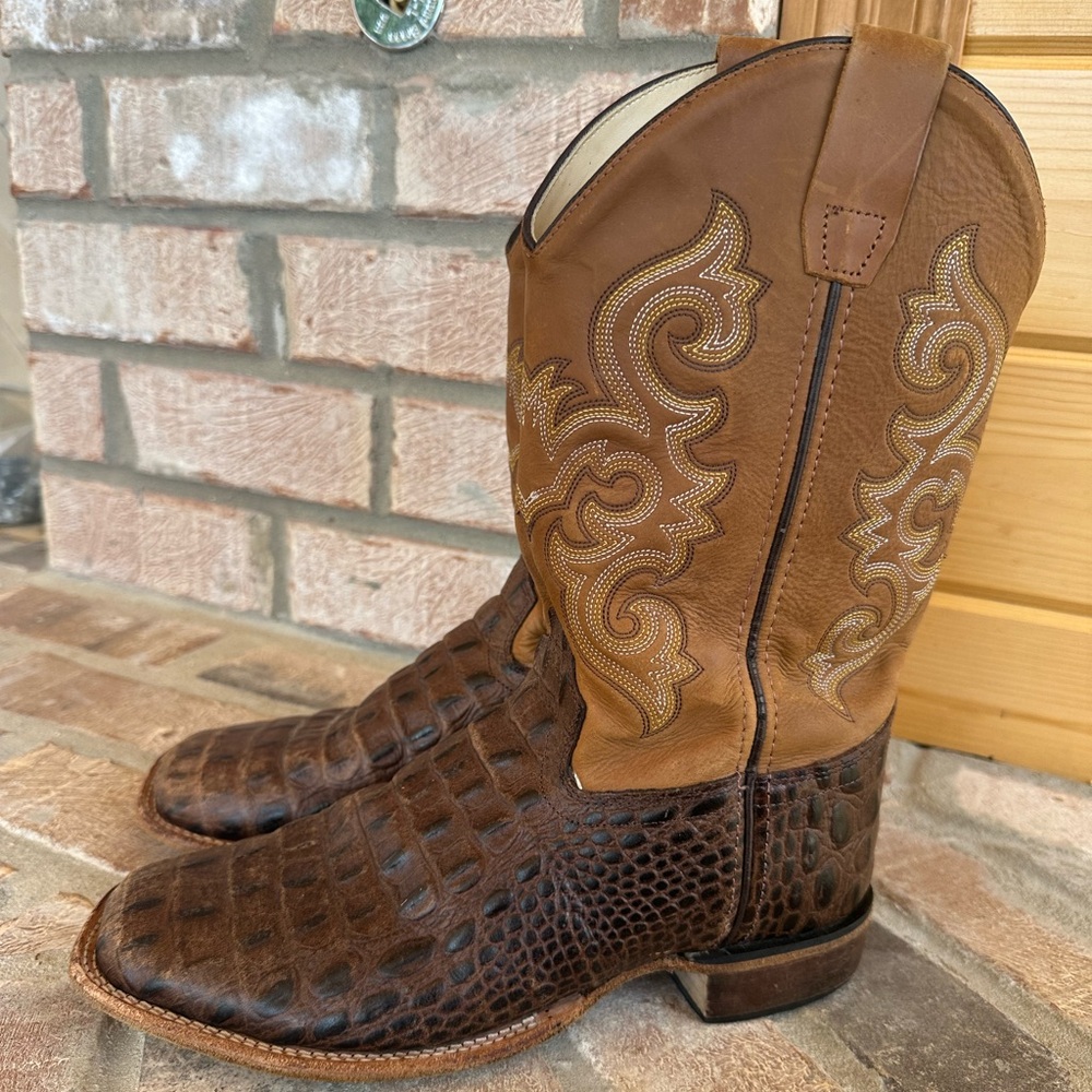 Old West Two-Tone Brown Western Cowboy Boots